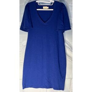 Nation LTD Blue Elliot Fused Pima Cotton Ruffle Dess Size M Vneck